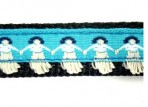 5ML175 Tiny hula girls on blue