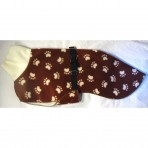 FC3200 Chocolate Brown Fleece With Cream Paw Prints Whippet Coat
