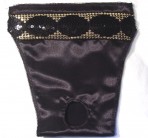 FP6403 Black Satin with Gold and Black Sequins Panty